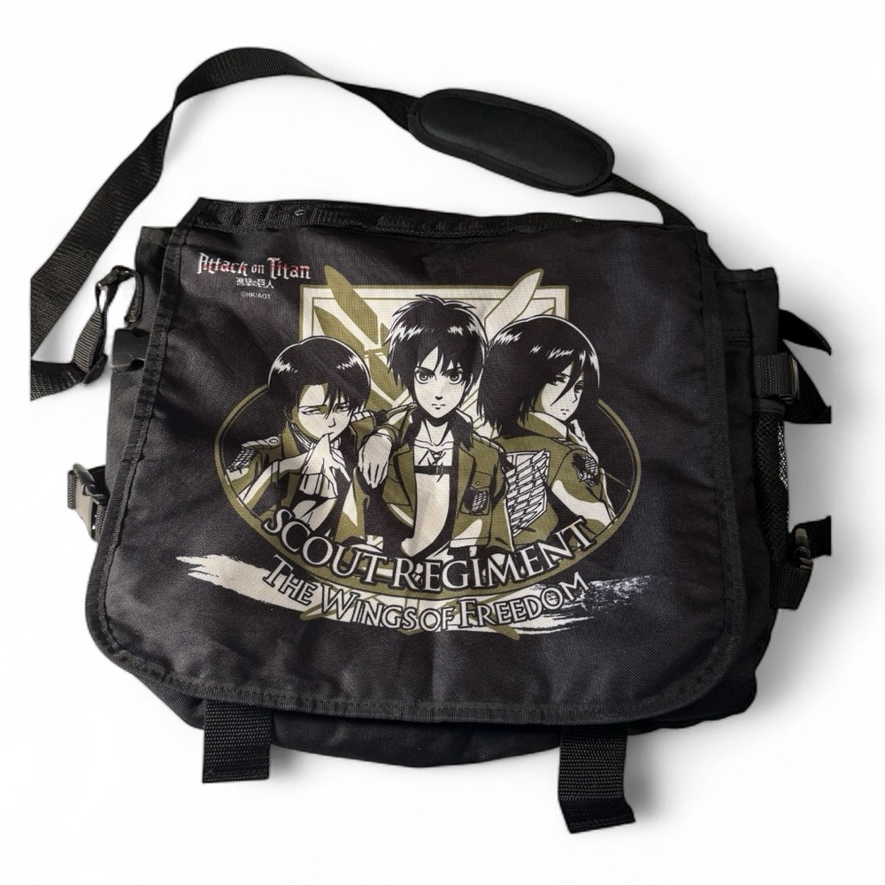 Attack on Titan Anime Black Scout Regiment Messenger Bag Laptop / Book Bag